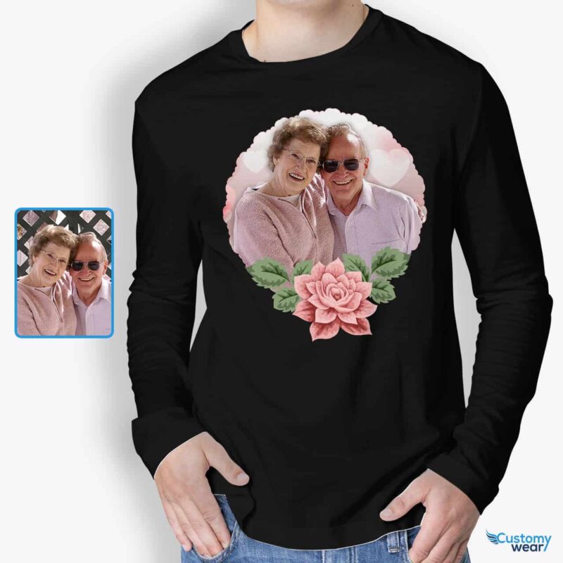 Koszulka z długim rękawem z nadrukiem kwiatowym – spersonalizowany prezent rocznicowy dla męża Prezenty na zamówienie - Projektowanie florystyczne www.customywear.com 6