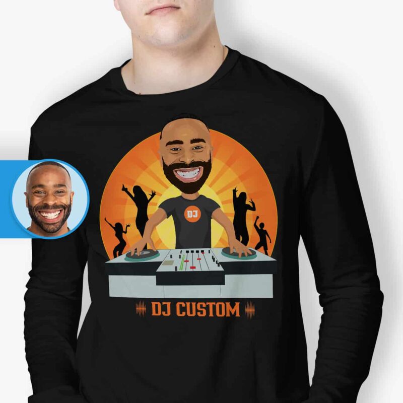 DJ Merchandise: Handgetekende gepersonaliseerde T-shirt voor DJ's Gepersonaliseerde geschenken - Dj oranje www.customywear.com 3