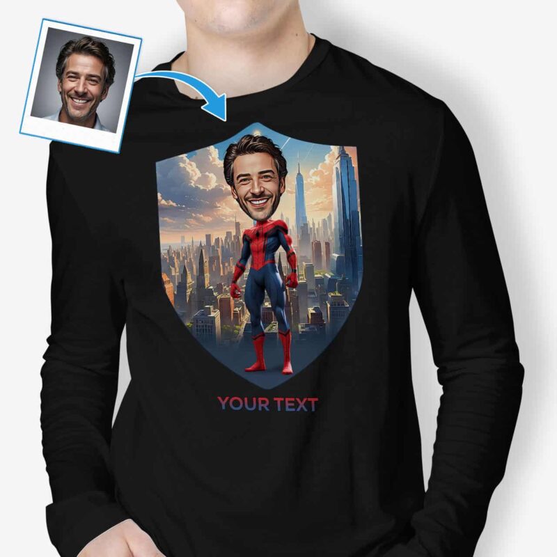 Superhelden-T-Shirts – Spinnen-Superhelden-Shirt mit Fotodruck Personalisierte Geschenke - Spiderman www.customywear.com 3