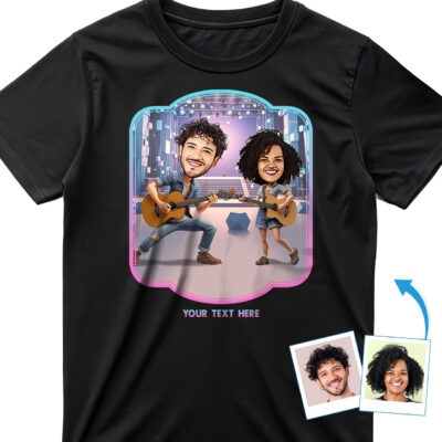 Guitare Tee Shirts – T-shirt de guitare sur mesure pour couple T-shirts pour couple www.customywear.com 2