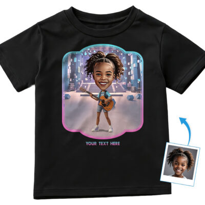Custom T-shirts for Girl Guitar Players – Guitar T-Shirt for Niece – Young Kid’s Music Inspiration Tee Girl's T-shirts www.customywear.com 2