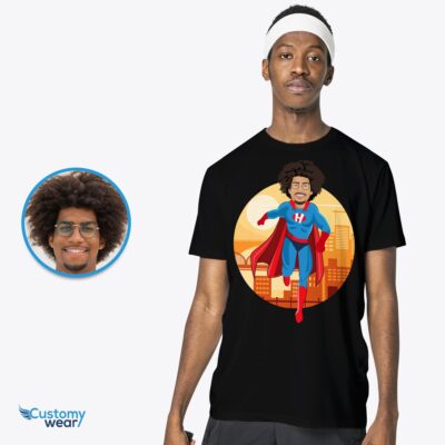 Customizable Blue Superhero T-Shirt for Men – Personalized Superdad Tee T-shirts For Men www.customywear.com 2