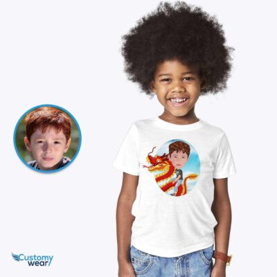 Custom Boys Dragon Riding Shirt – Personalized Youth Fantasy Tee Boy's T-shirts www.customywear.com 2