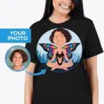 Custom Butterfly Yoga Woman T-Shirt | Personalized Nature-Inspired Tee T-shirts for Women www.customywear.com 6