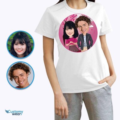 Custom Couples Portrait Tee – Personalized Caricature Vector Art Shirt T-shirts for Couple www.customywear.com 2