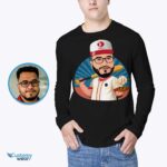 Personalized Baseball Player Caricature Gift | Custom Baseball Shirt Long Sleeves for Men www.customywear.com 8
