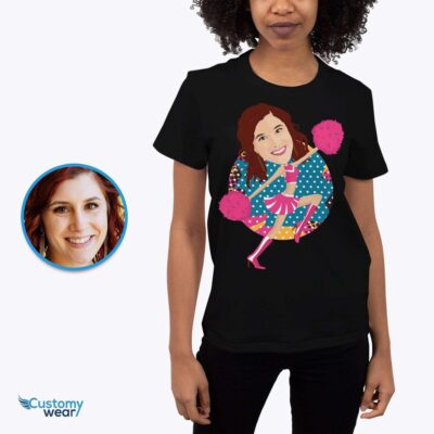 Custom Cheerleader Shirts – Transform Your Photo into Personalized Caricature Tee T-shirts for Women www.customywear.com 2