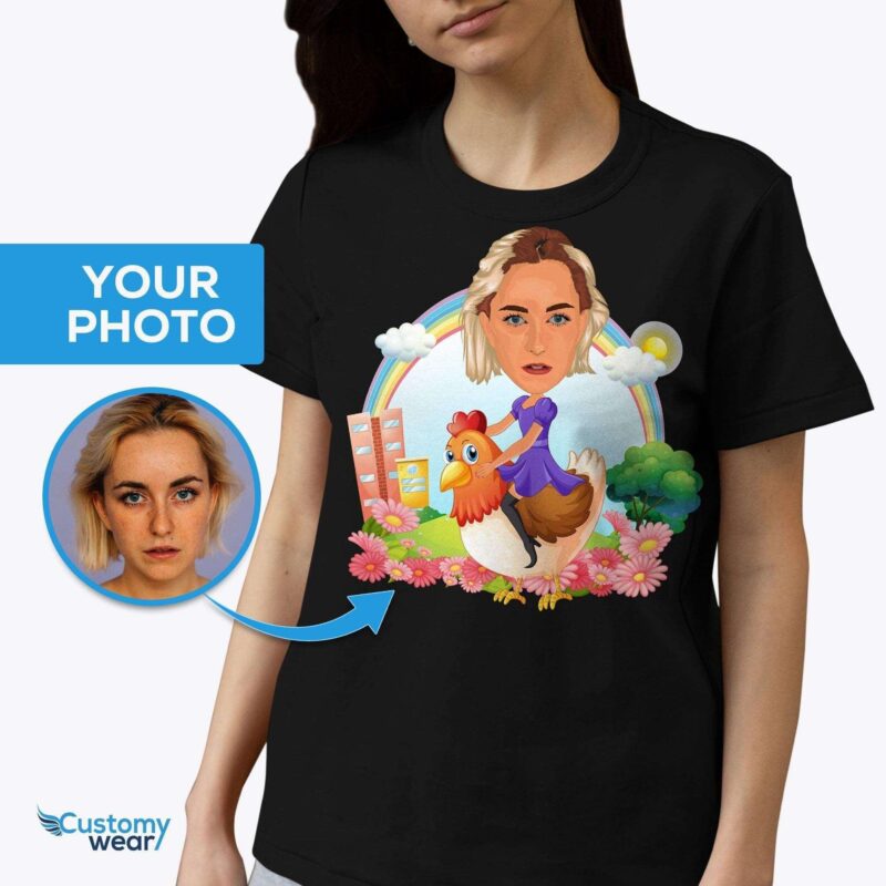 Custom Chicken Shirt – Transform Your Photo into Crazy Chicken Lady Tee T-shirts for Women www.customywear.com 6