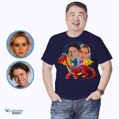 Transform Your Photo into a Custom Dragon Ride Couple T-Shirt T-shirts for Couple www.customywear.com 2