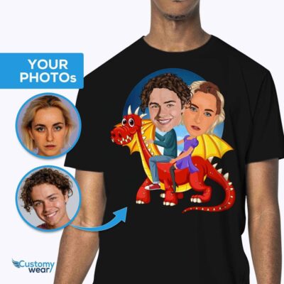 Transform Your Photo into a Custom Dragon Ride Couple T-Shirt Customywear www.customywear.com Transform Your Photo into a Custom Dragon Ride Couple T-Shirt T-shirts for Couple www.customywear.com