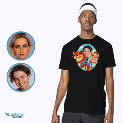 Custom Dragon Ride Couple Shirt – Personalized Fantasy Tee T-shirts for Couple www.customywear.com 2