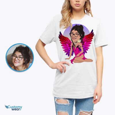 Personalized Angelic Portrait T-Shirt – Transform Your Photo into a Custom Masterpiece T-shirts for Women www.customywear.com 2