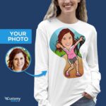 T-shirt personnalisé avec portrait de joueur de bowling – Transformez votre photo en t-shirt personnalisé Manches longues pour femmes www.customywear.com 6