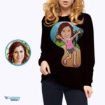 T-shirt personnalisé avec portrait de joueur de bowling – Transformez votre photo en t-shirt personnalisé Manches longues pour femmes www.customywear.com 7