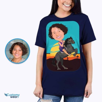 Personalized Horse Rider Desert T-Shirt – Transform Your Photo into Custom Equestrian Tee T-shirts for Women www.customywear.com 2