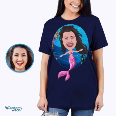 Personalized Mermaid Oceanid T-Shirt – Transform Your Photo into Custom Sea-Maid Tee T-shirts for Women www.customywear.com 2