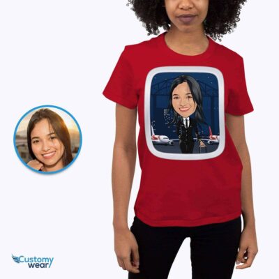 T-shirt personnalisé avec portrait de pilote – Transformez votre photo en t-shirt d'aviation personnalisé T-shirts pour femmes www.customywear.com 2