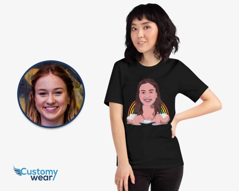 Diseño de camiseta personalizada y divertida para bebé, para mujer y niña. Bebé divertido con arcoíris. Camiseta personalizada y divertida con foto para niña. Diseño de ropa personalizada. CustomyWear 310-1.jpg