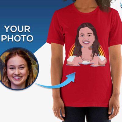 Grappig baby-T-shirt met grappige regenboogfoto | Hilarisch T-shirt met regenboogfoto voor dames en meisjes T-shirts voor dames www.customywear.com