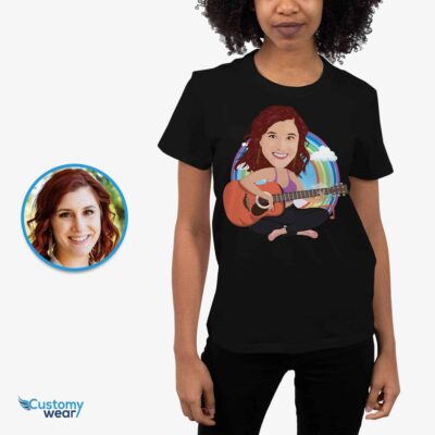Personalized Guitar Portrait T-Shirt – Transform Your Photo into Custom Music Tee T-shirts for Women www.customywear.com 2