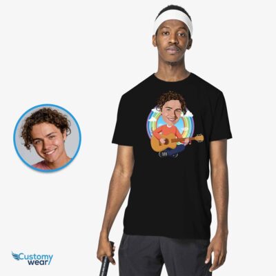 Custom Guitar Player Portrait T-Shirt – Transform Your Photo into Personalized Music Tee T-shirts For Men www.customywear.com 2