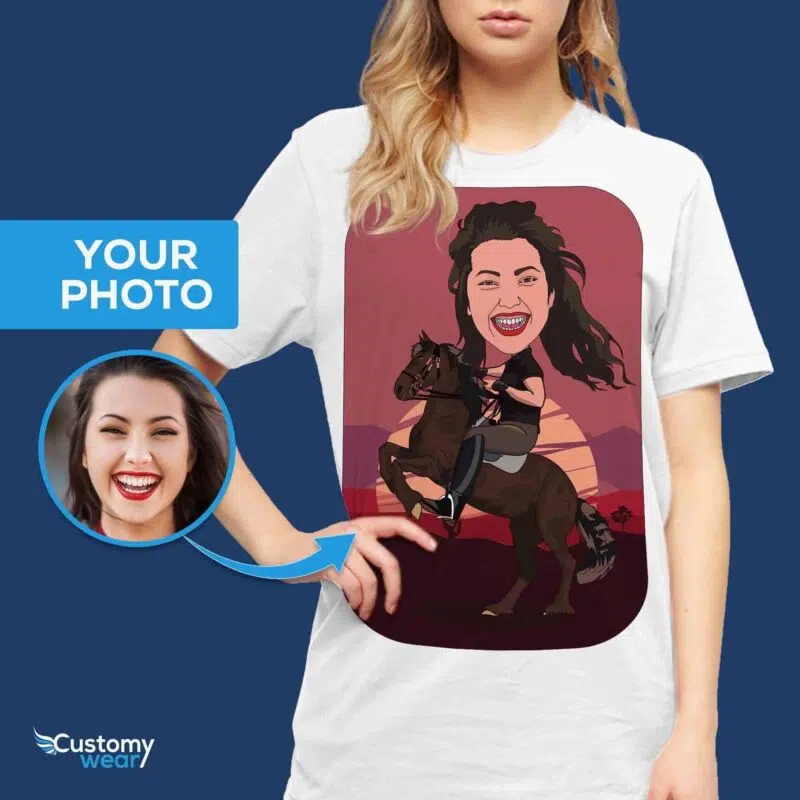 Custom Horse Riding T-Shirt – Personalized Photo Tee for Equestrians T-shirts for Women www.customywear.com 5