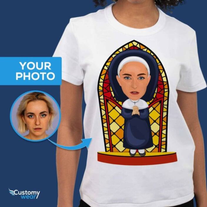 Tricou personalizat cu uniformă de călugăriță - Transformă-ți fotografia în tricou personalizat - Customywear - Tricouri pentru adulți