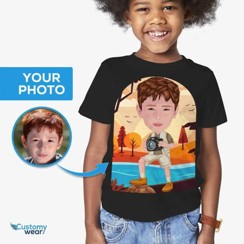 Tricou personalizat pentru tineret fotograf | Tricou personalizat cu imprimare foto Tricouri pentru băieți www.customywear.com 4