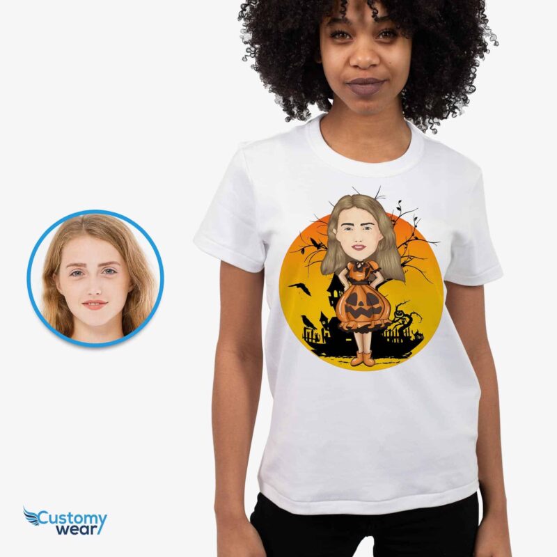 ???? Personalized Pumpkin Halloween T-Shirt for Women - vue 2