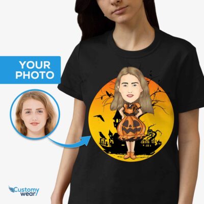 Personalized Pumpkin Halloween T-Shirt for Women | Custom Costume Tee T-shirts for Women www.customywear.com