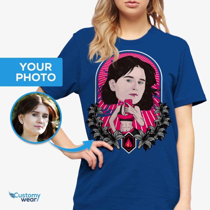 T-shirt selfie personnalisé pour femme | T-shirt photo personnalisé T-shirts pour femmes www.customywear.com 6