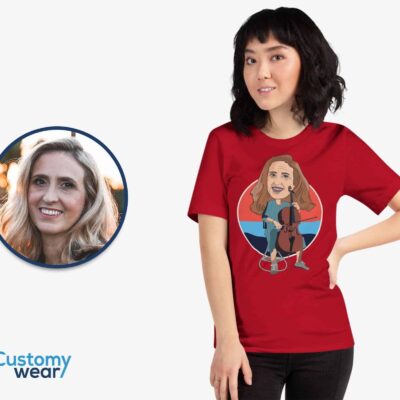 Personalized Cellist Girl T-Shirt | Custom Cello Portrait Art Tee for Women T-shirts for Women www.customywear.com 2