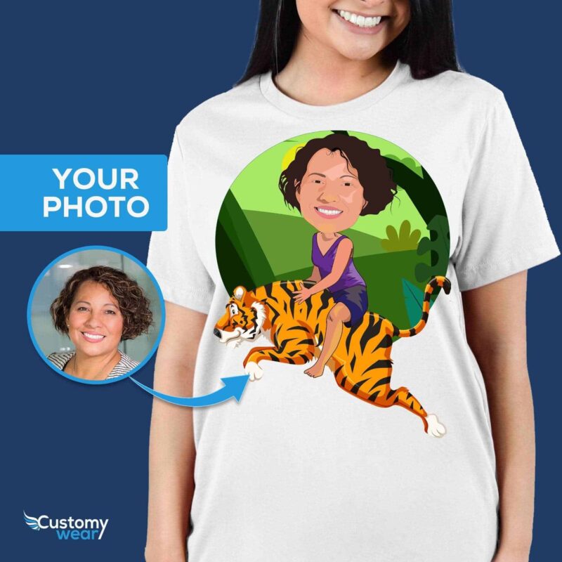 Camiseta personalizada com estampa de tigre – Explore a selva com uma camiseta personalizada | Presentes para criar tigres Camisetas para Mulheres www.customywear.com 5