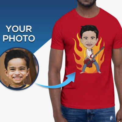 Personalized Guitar T-Shirt for Men | Custom Music Tee with Electric Guitar Portrait T-shirts For Men www.customywear.com
