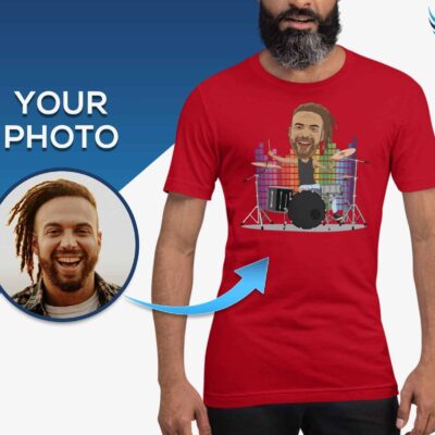 Personalized Drummer T-Shirt for Men | Custom Music Tee with Drummer Portrait T-shirts For Men www.customywear.com