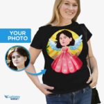 Personalisiertes Damen Feen T-Shirt | Benutzerdefiniertes Prinzessinnen Engel Karikatur T-Shirt T-Shirts für Damen www.customywear.com 6