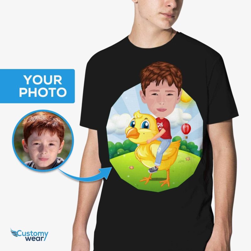 Egyedi ifjúsági csirkelovas ing | Személyre szabott ajándékok gyerekeknek és tizenéves fiúknak Fiú pólók www.customywear.com 5