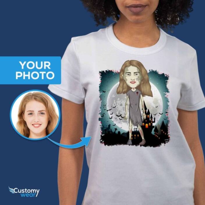 T-shirt personnalisé « Tombe de zombie » pour femme – Cadeau d'Halloween personnalisé – Vêtements personnalisés – T-shirts pour adultes