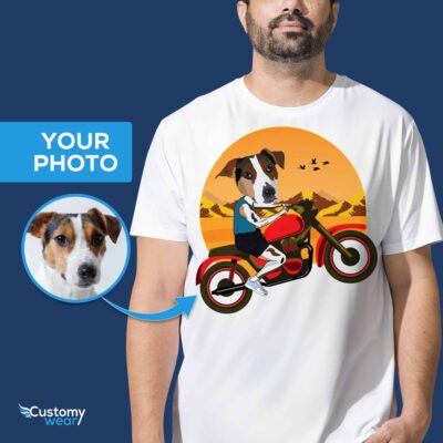 Umelecké tričko s portrétom domáceho maznáčika | Premeňte svoju fotografiu na prispôsobené tričko s psím jazdcom www.customywear.com