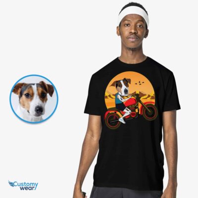 Custom Pet Portrait Art T-Shirt | Turn Your Photo into Personalized Dog Rider Tee Pet www.customywear.com 2