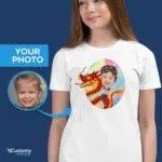Personalized Dragon Riding Shirt for Girls – Custom Youth Dragon Tee Girl's T-shirts www.customywear.com 6