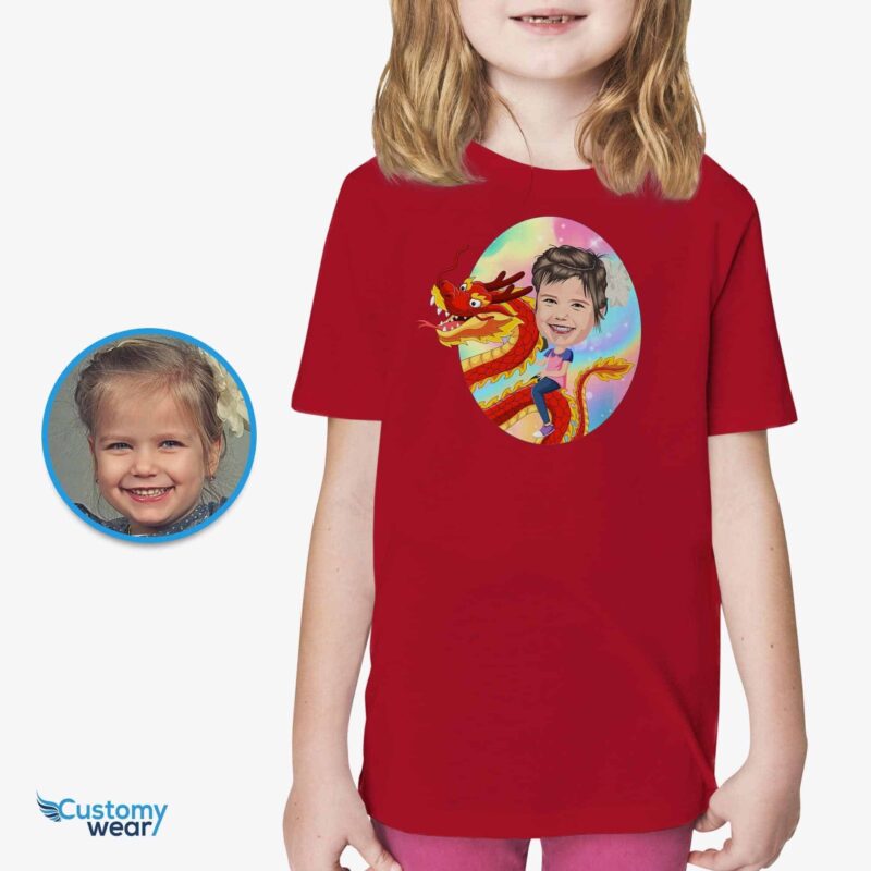 Personalized Dragon Riding Shirt for Girls - Custom Youth Dragon Tee-Customywear-Girls - görünüm 2