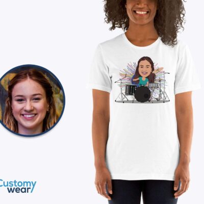 Personalized Drummer Woman Tee | Custom Drum Playing T-Shirt T-shirts for Women www.customywear.com 2