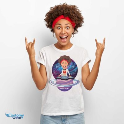 Custom Female DJ Space T-Shirt – Personalized Music Tee T-shirts for Women www.customywear.com 2