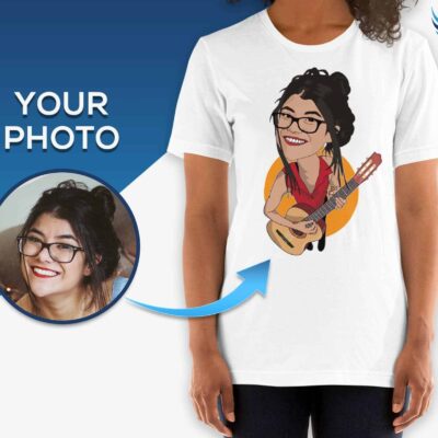 Custom Female Acoustic Guitarist Shirt – Personalized Music Tee T-shirts for Women www.customywear.com