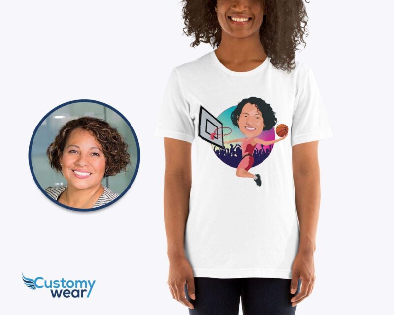 Custom Female Basketball Player Shirt - Personalized Dunk Tee-Customywear-Adult shirts - vista 2