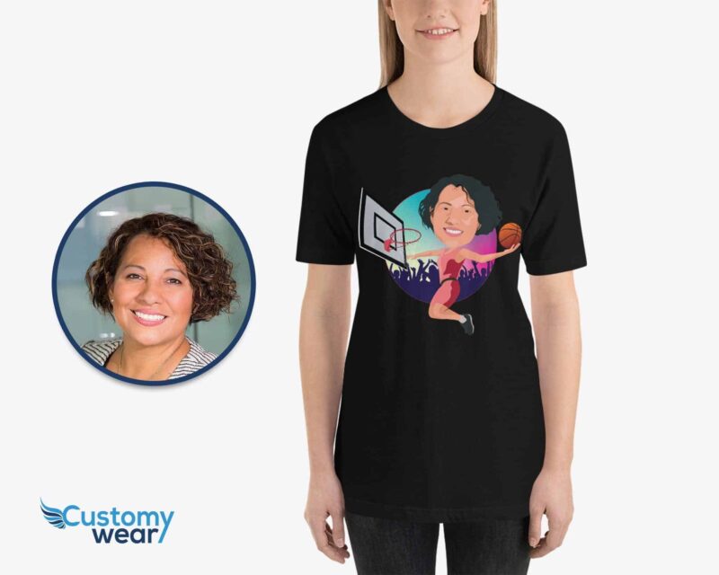 Custom Female Basketball Player Shirt - Personalized Dunk Tee-Customywear-Adult shirts - vista 3