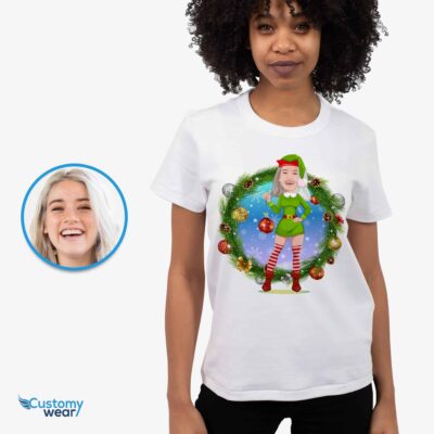 Custom Female Elf Costume Shirt – Personalized Green Christmas Tee T-shirts for Women www.customywear.com 2