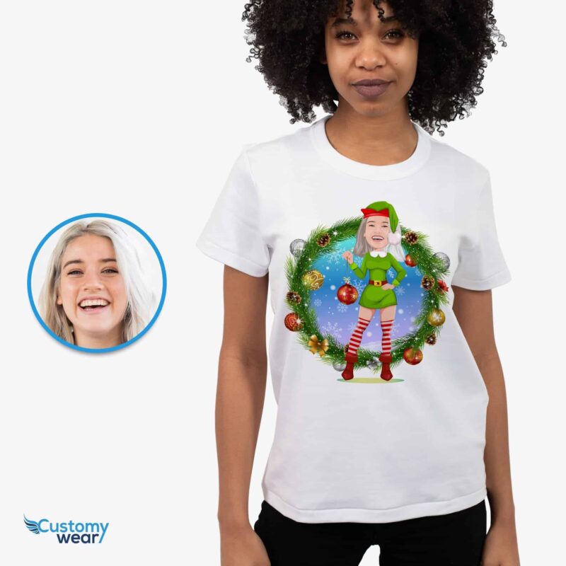 Custom Female Elf Costume Shirt - Personalized Green Christmas Tee-Customywear-Adult shirts - weergave 2
