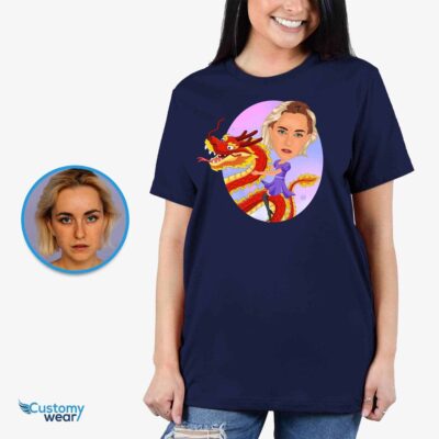 T-shirt personnalisé Dragon volant pour femme – T-shirt d'équitation licorne personnalisé pour femmes www.customywear.com 2